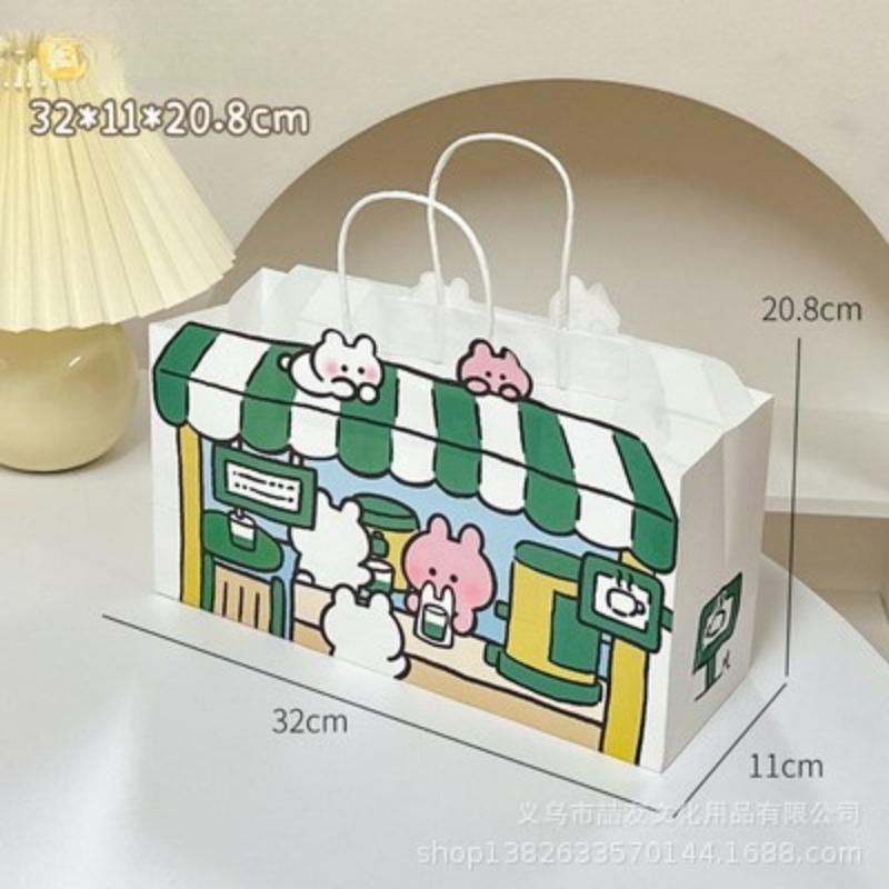 Подарочная сумка с рисунком сумка-тоут подарочная сумка на день рождения для подруги большая сумка для детского сада milk tea rabbit2PCS 598₽