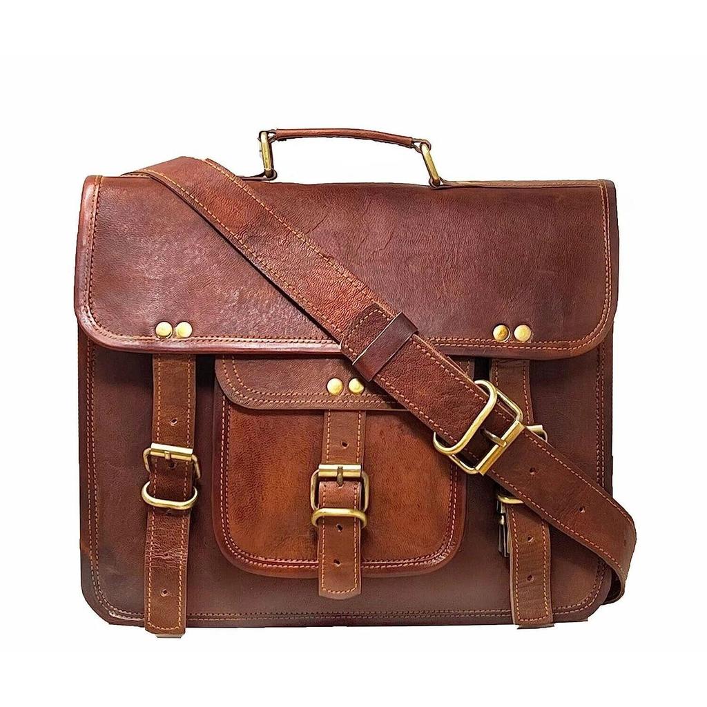 Men's Shoulder Messenger Laptop Briefcase Bag Handmade Leather Vintage Bags