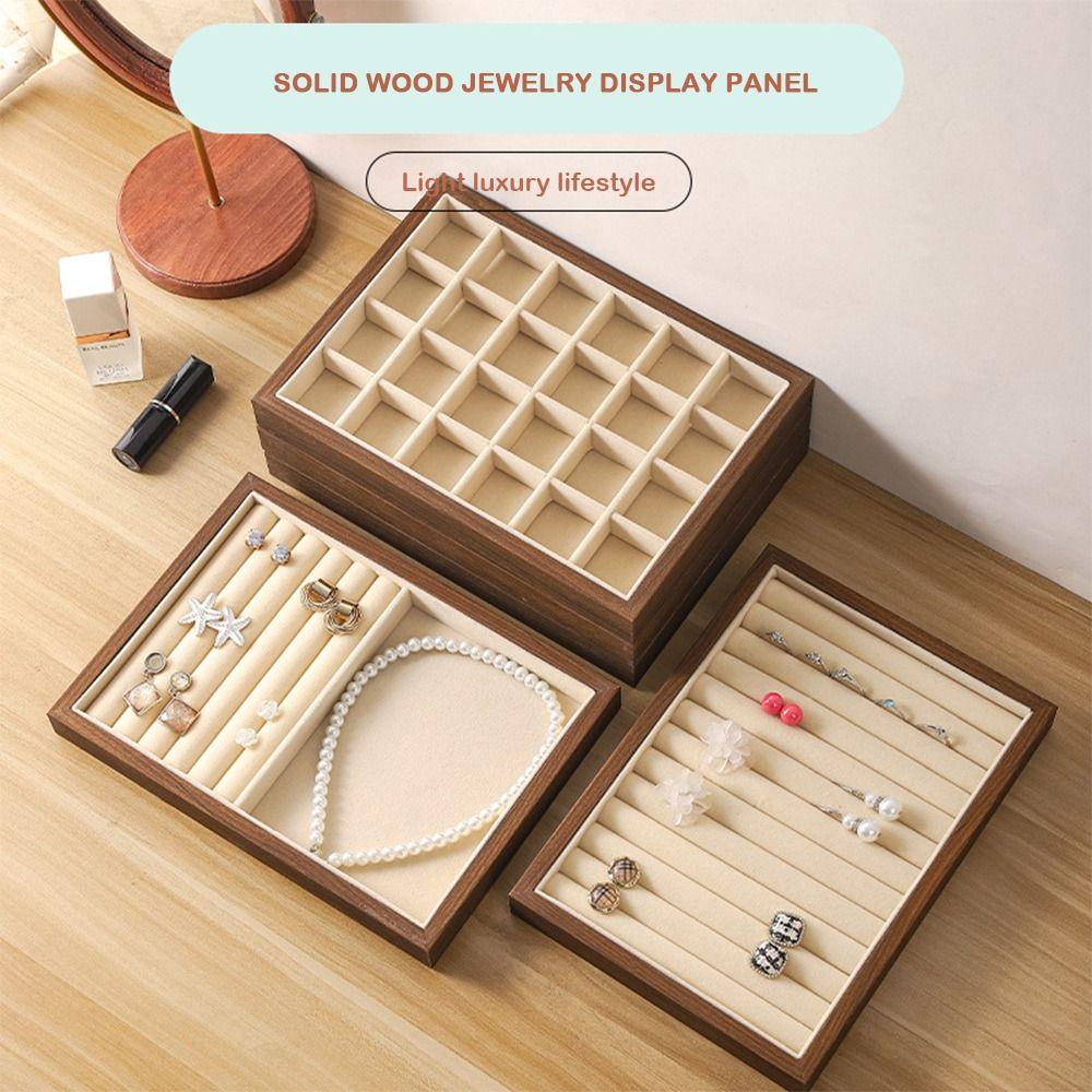 American Style Wooden Jewelry Display Tray Walnut Wood High-end Jewelry Box  Dressing Table