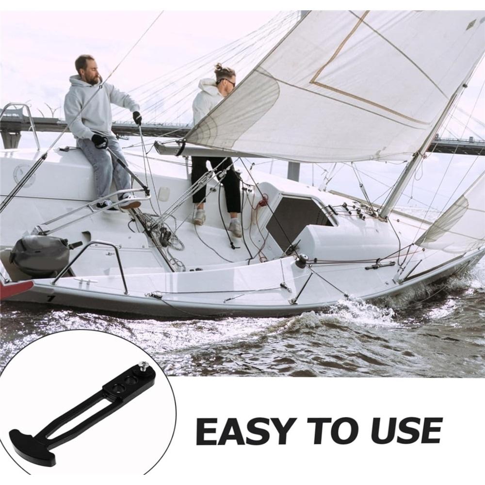 Curea Telescopică Scară Barcă, Grad Marin, Reținere Sigură, Bandă de Blocare din Cauciuc cu 3 Găuri de Montare Reglabile pentru Scară cu 2 Trepte, 3 Trepte sau 4 Trepte