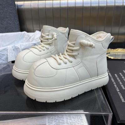 Big Head Retro Snow Boots Women's New Velvet Thickened Waterproof and Non-slip Leather Cotton Shoes