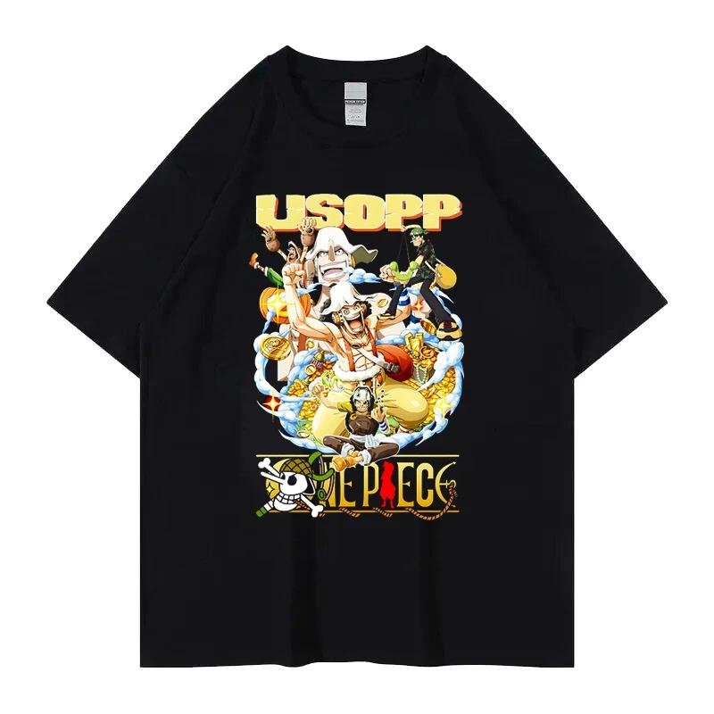 ONE PIECE Hotblooded Animation Trend Short Sleeve Mens Fashion Trend Brand Street Loose Couple Top Clothing Comfortable Loose