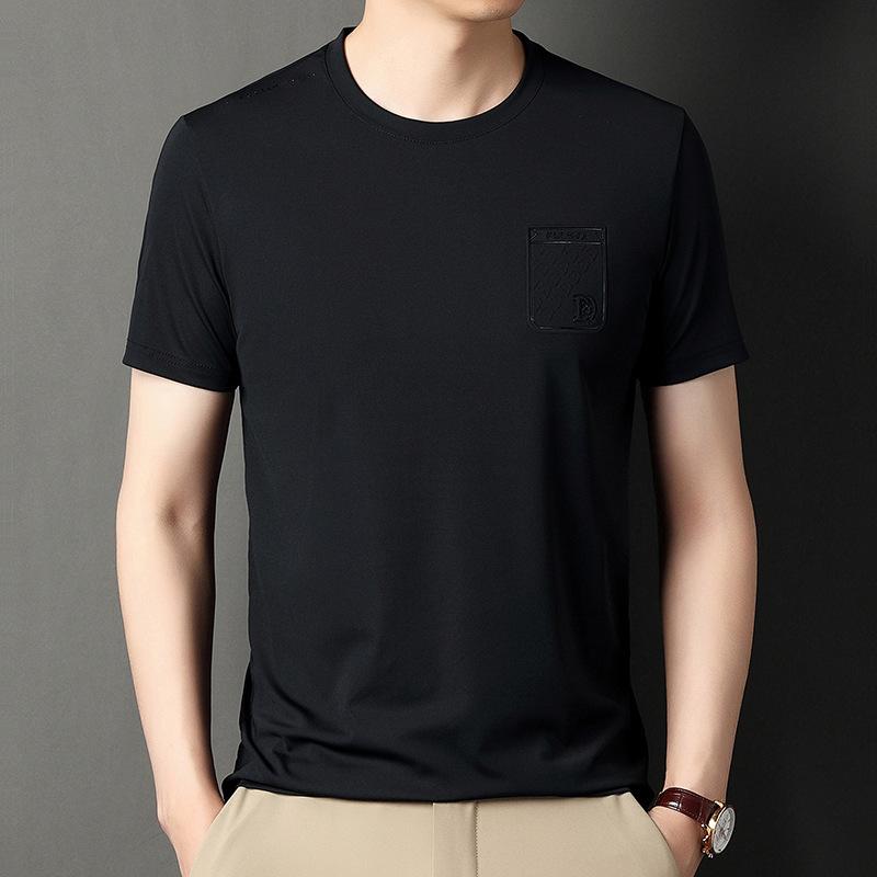 Tričko s krátkým rukávem Pánské letní tričko s kulatým výstřihem Ležérní Top Tenké elastické Minimalistické tričko s polovičním rukávem Muži