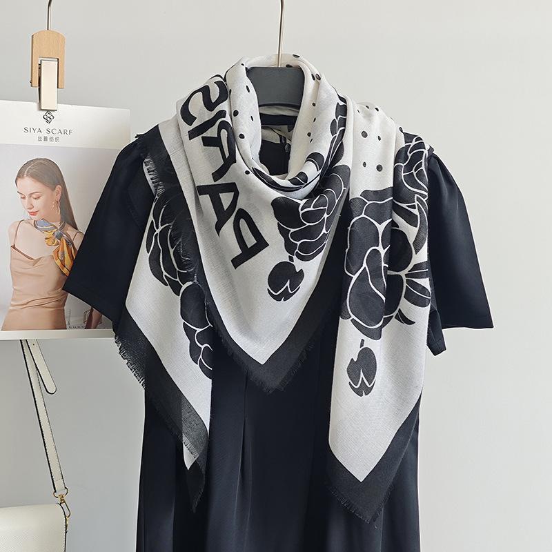 Spring and summer retro niche atmosphere with scarf women's simple flower polka dot printing thin shawl