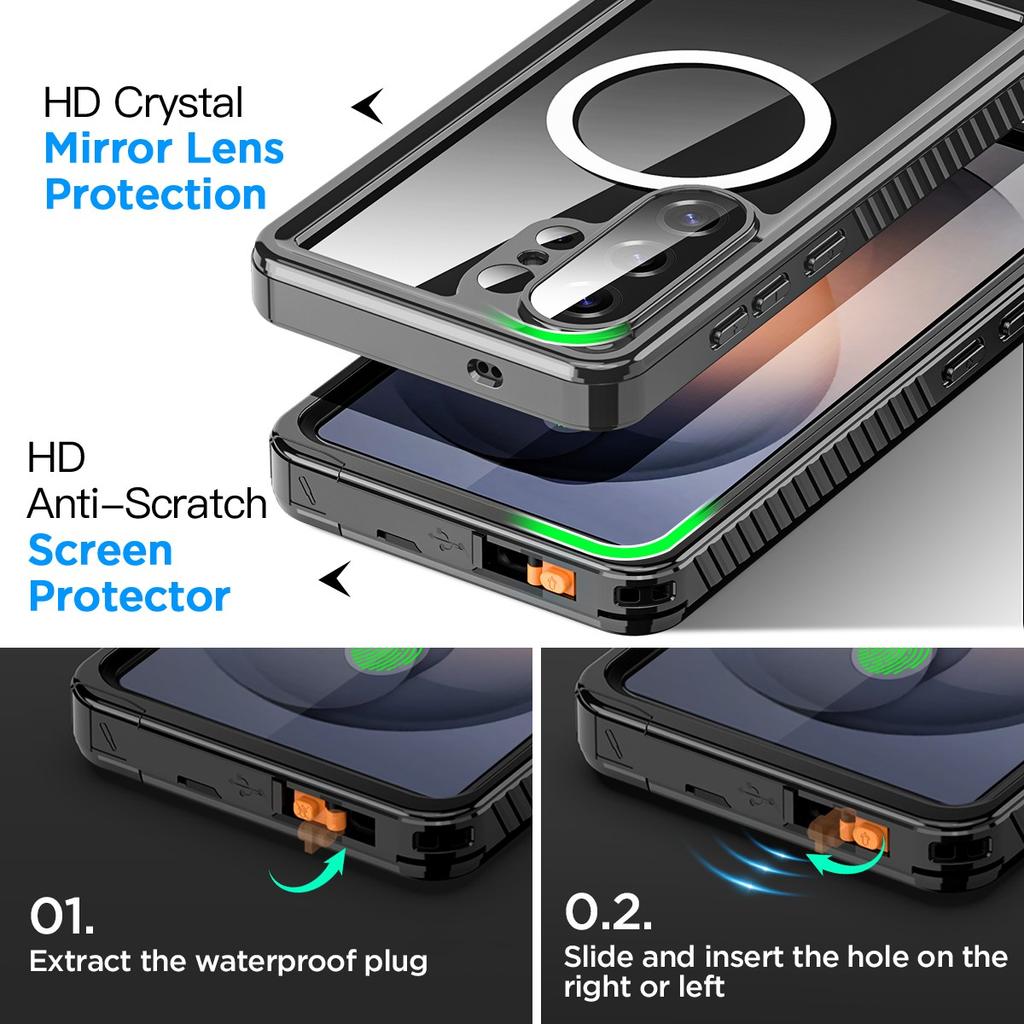 Funda Protectora Integral 360 para Cuerpo Adecuada para Samsung S26 Ultra S26 Plus S25FE IP68 Sumergible a Prueba de Agua Polvo Golpes Cubierta Protectora