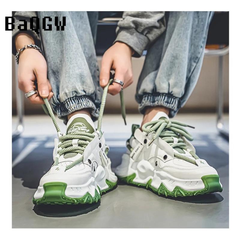 Fashion Chunky Sneaker Men Designer Soft Sole Running Shoes Fashion Casual Microfiber Leather Breathable Height Increased Platform Shoes
