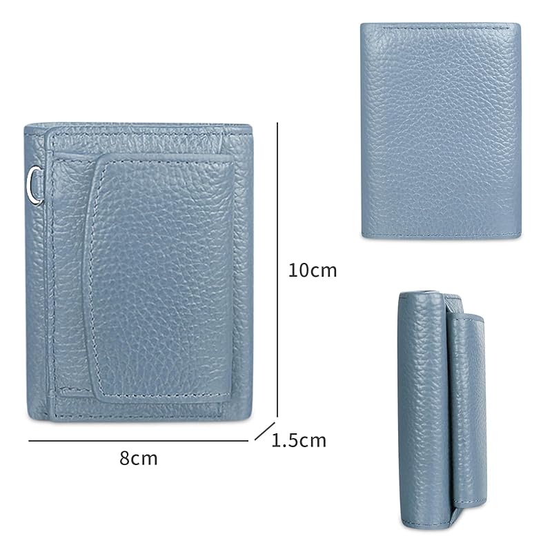 [FUKUYIN] Dreifach gefaltete Geldbörse Mini-Geldbörse Damen-Geldbörse im Kastenformat aus echtem Leder kleine Geldbörse Kartenhalter große Kapazität Herren-Mini-Geldbörse aus weichem Leder