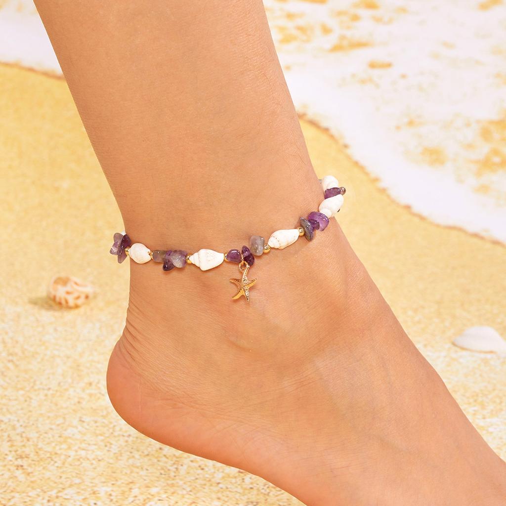 Bohemian Holiday Necklace Bracelet Set Female Ins Summer Dopamine Gravel Starfish Conch Necklace