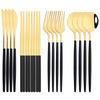 12-16Pcs Chopsticks Knife Fork Spoon Cutlery Set Green Gold Dinnerware Set Luxury Stainless Steel Flatware Korean Tableware Set