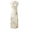 SanCai 2025 Spring New Chinese Style Floral Print Mesh Long Dress
