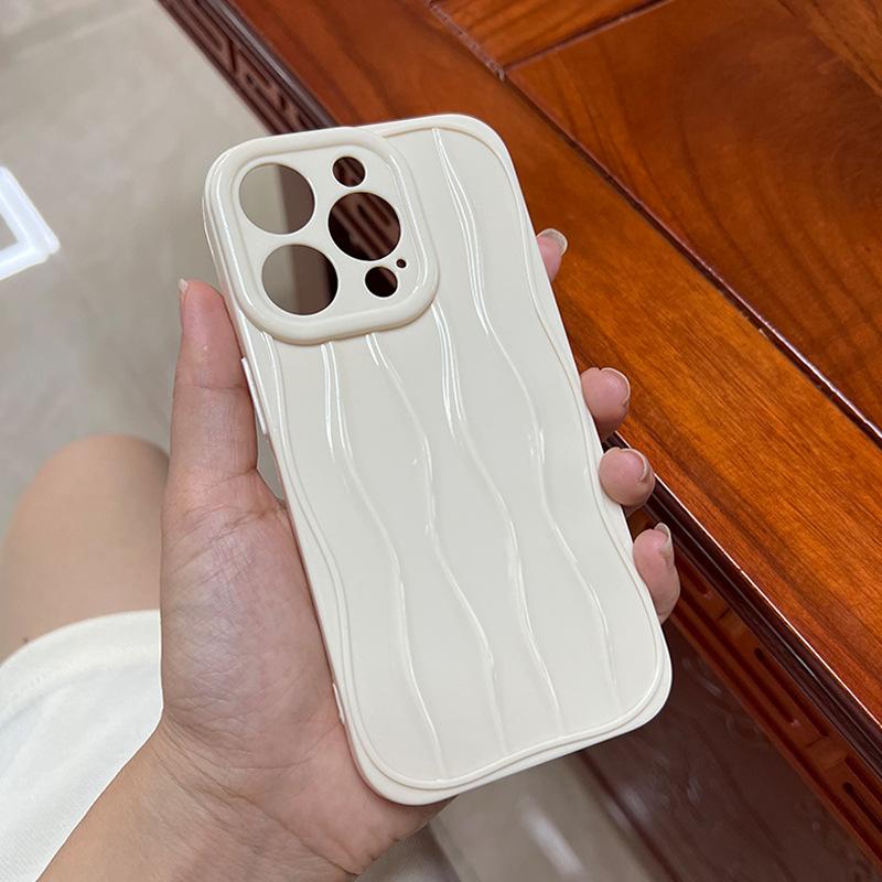Suitable for Apple 16ProMax Curved Case 11 Water Ripple TPU13/14 Fine Hole 15 Full Cover 12 Phone Case