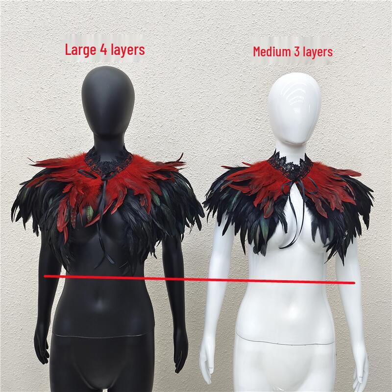 Halloween Masquerade Feather Cape Shawl Bolero with Optional Multi-Color Choices