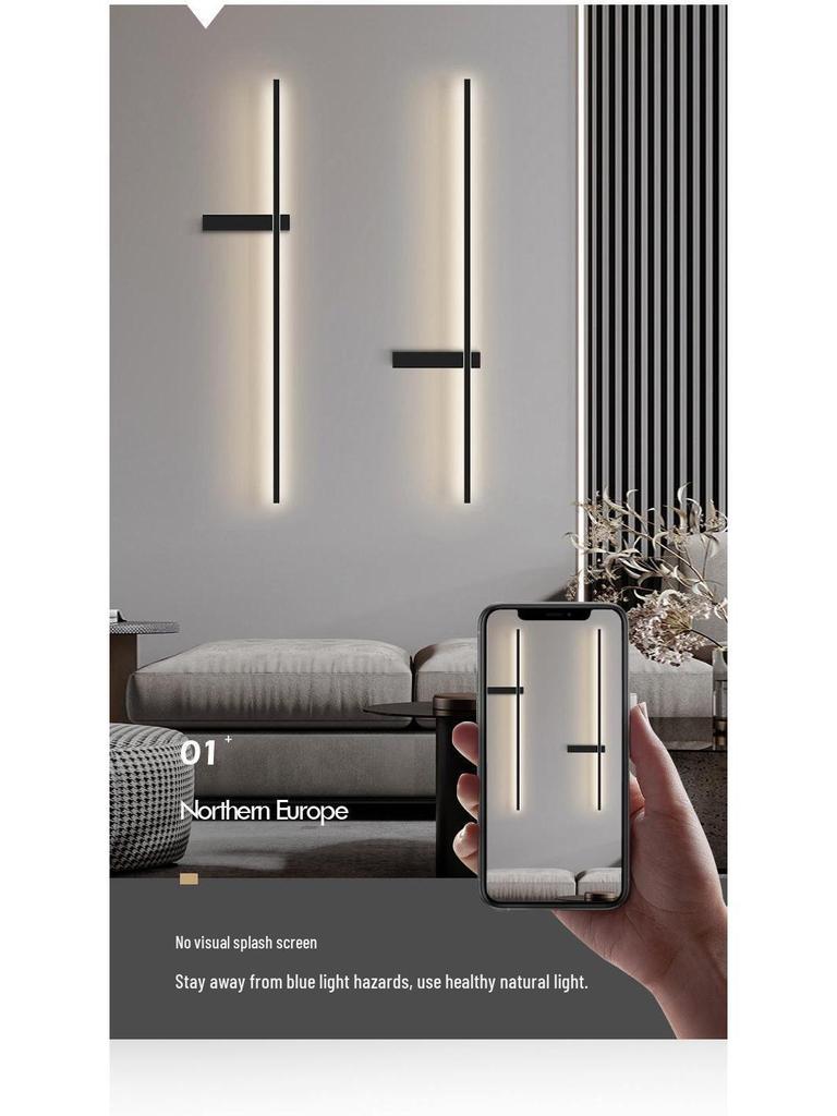 LED Wall Lamp: Minimalist Linear Light for Bedroom, Bedside, or Living Room
