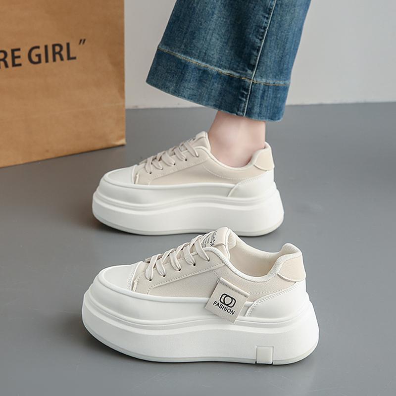 Fashion CRLAYDK Classic Women's Platform Sneakers Low Top Patchwork Lace Up Shoes Increase Ladies Fashion Casual Walking Non Slip Tennis