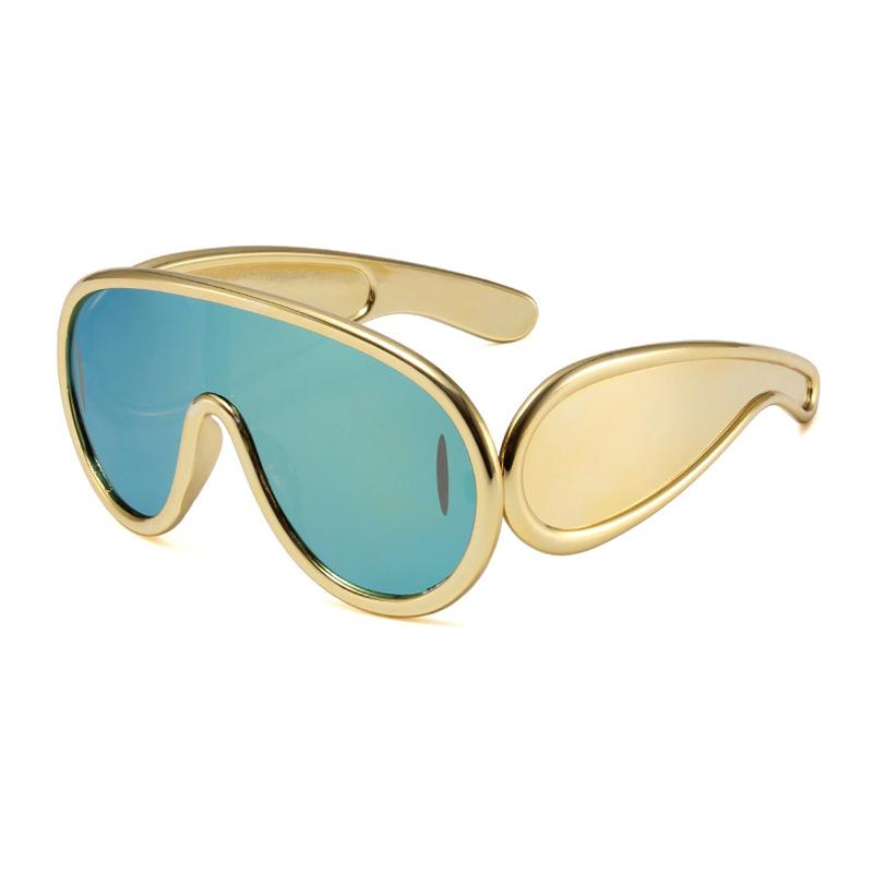 Y2K Punk Sunglasses Women Men One-Piece Glasses for Ladies Luxury Brand Oversized Steampunk Eyewear Goggle UV400