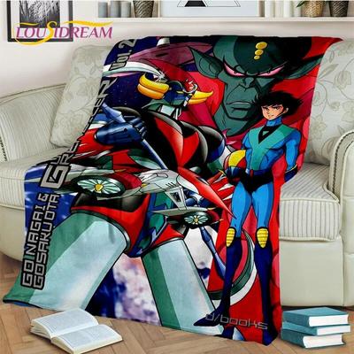 Kreslená anime deka UFO Robot Grendizer, Měkká přehozová deka pro domov, ložnici, postel, pohovku, piknik, cestování, kancelářská přikrývka pro děti