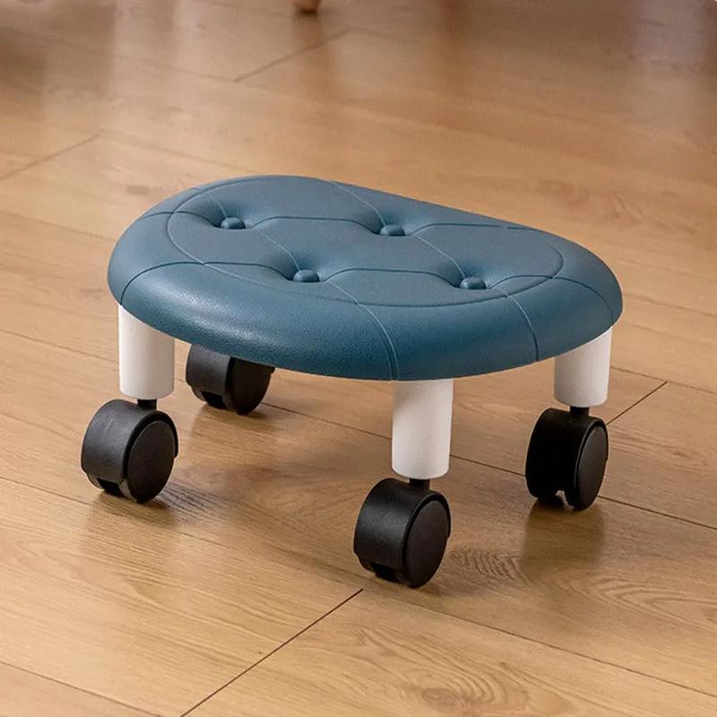 Imitatleder Hocker mit Rollen Modern und Schlicht Schlafzimmer Gartenarbeit Universalrad Kunststoffhocker Haushalt Wohnzimmer Mit Rädern Kleiner Hocker