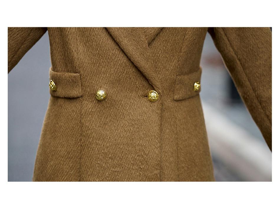 Women's Double-Breasted Lapel Wool Coat - Autumn/Winter Korean Fashion