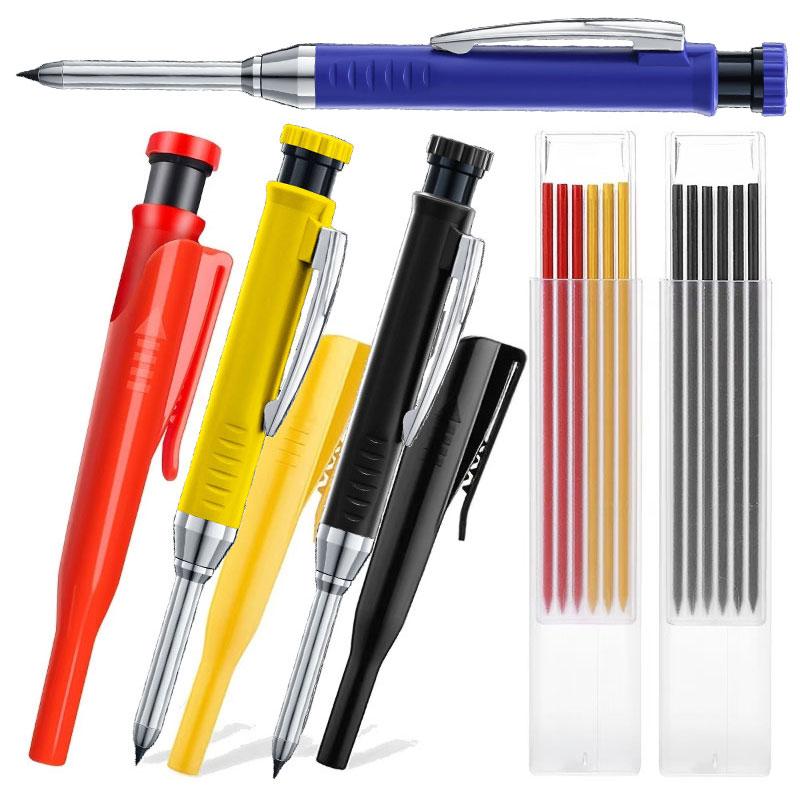 Woodworking Mechanical Pencil, 2.8mm Solid Lead with Protective Cap, Deep Hole Marking Tool for Architects & Carpenters