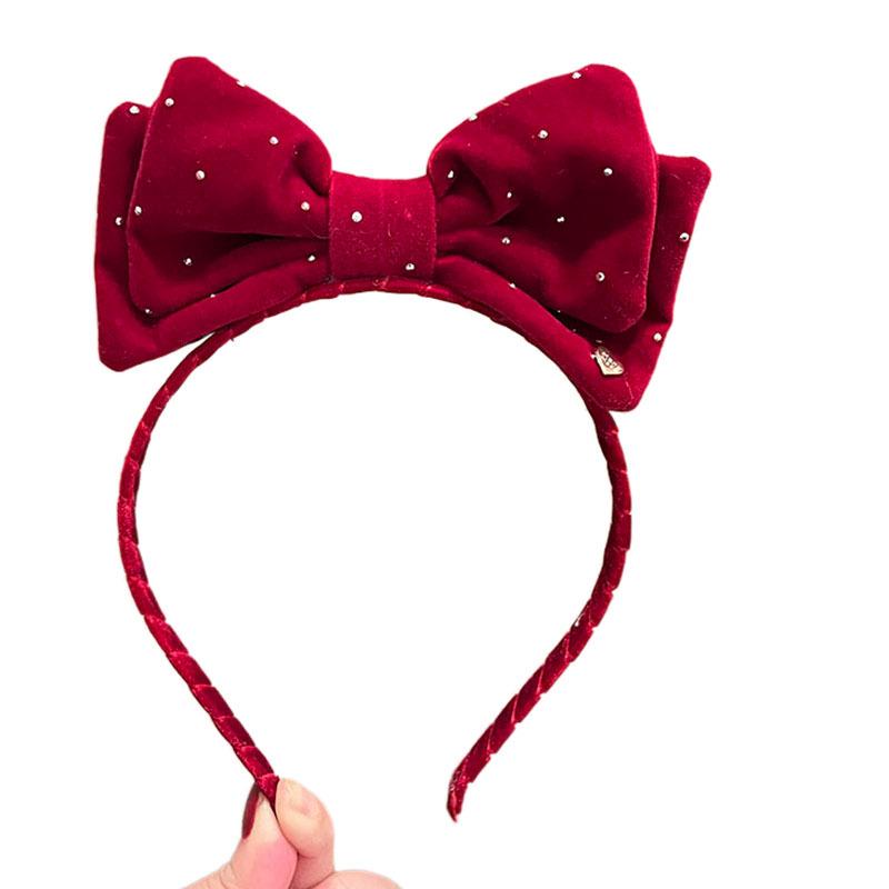 Kinder Weinrot Schleife Haarspange & Stirnband Set - Herbst/Winter Kopfschmuck für Mädchen