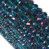 3 4 6 8 10mm Faceted Crystal Beads Peacock Blue Glass Abacus Loose Beads For DIY Jewelry Making Bracelets Necklace Accessories