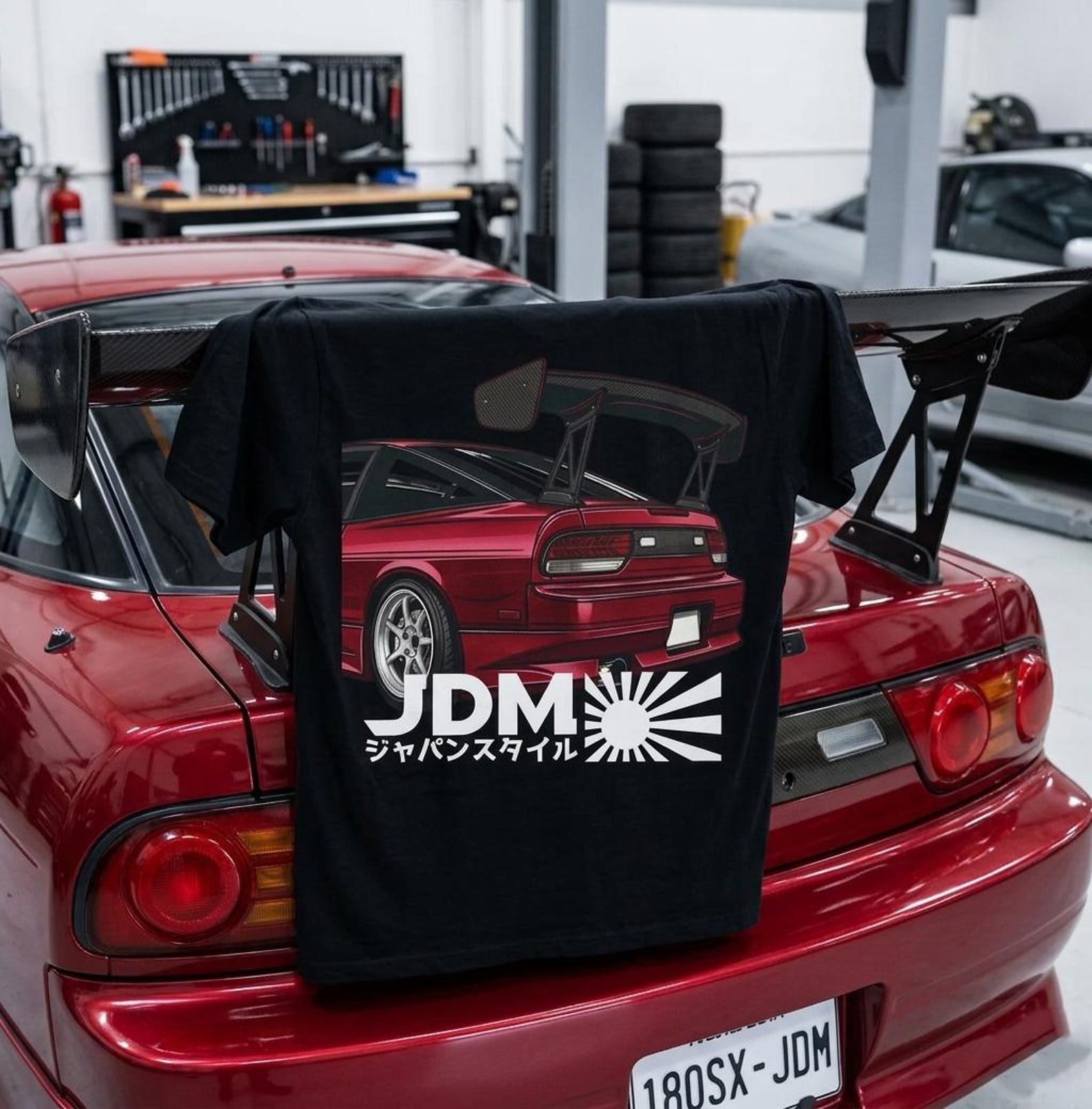 JDM 180SX Rear View T-Shirt | Japanese JDM Car Illustration 2XL