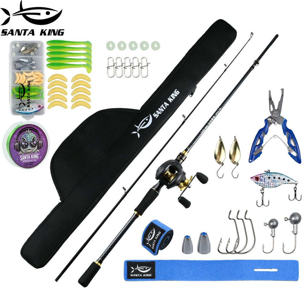 Baitcasting Fishing Combo-1.8MFishing Rod and Metal Spool Baitcast Reel Fishing Bag Pliers Line 2 Rod Straps Fishing Tackle Tool