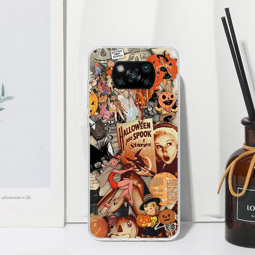 Halloween Fall Art Witch Cat Phone Case For Xiaomi Poco X7 X6 X5 M7 M8 Pro F7 Ultra Redmi 15C 15 13C 13 12C 12 10 10C 10A Art Fu