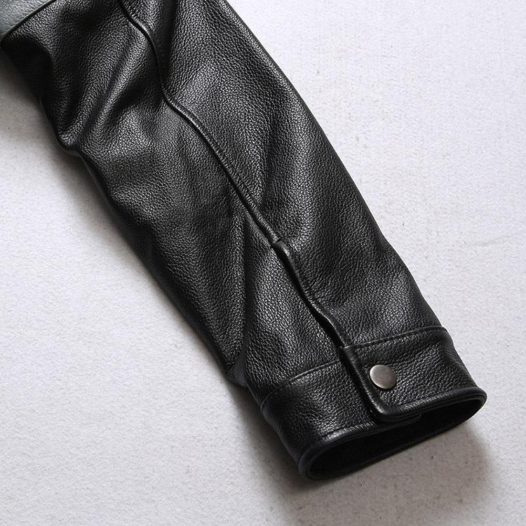 Casual Real Cowhide Genuine Leather Jacket Slim Mens Clothes Spring Autumn Men's Cow Leather Clothing