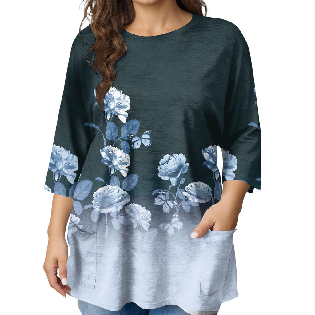 Damen Mode Übergröße Bedruckte Kurzarmbluse Für Elegantes Pendeln Und Freizeitkleidung