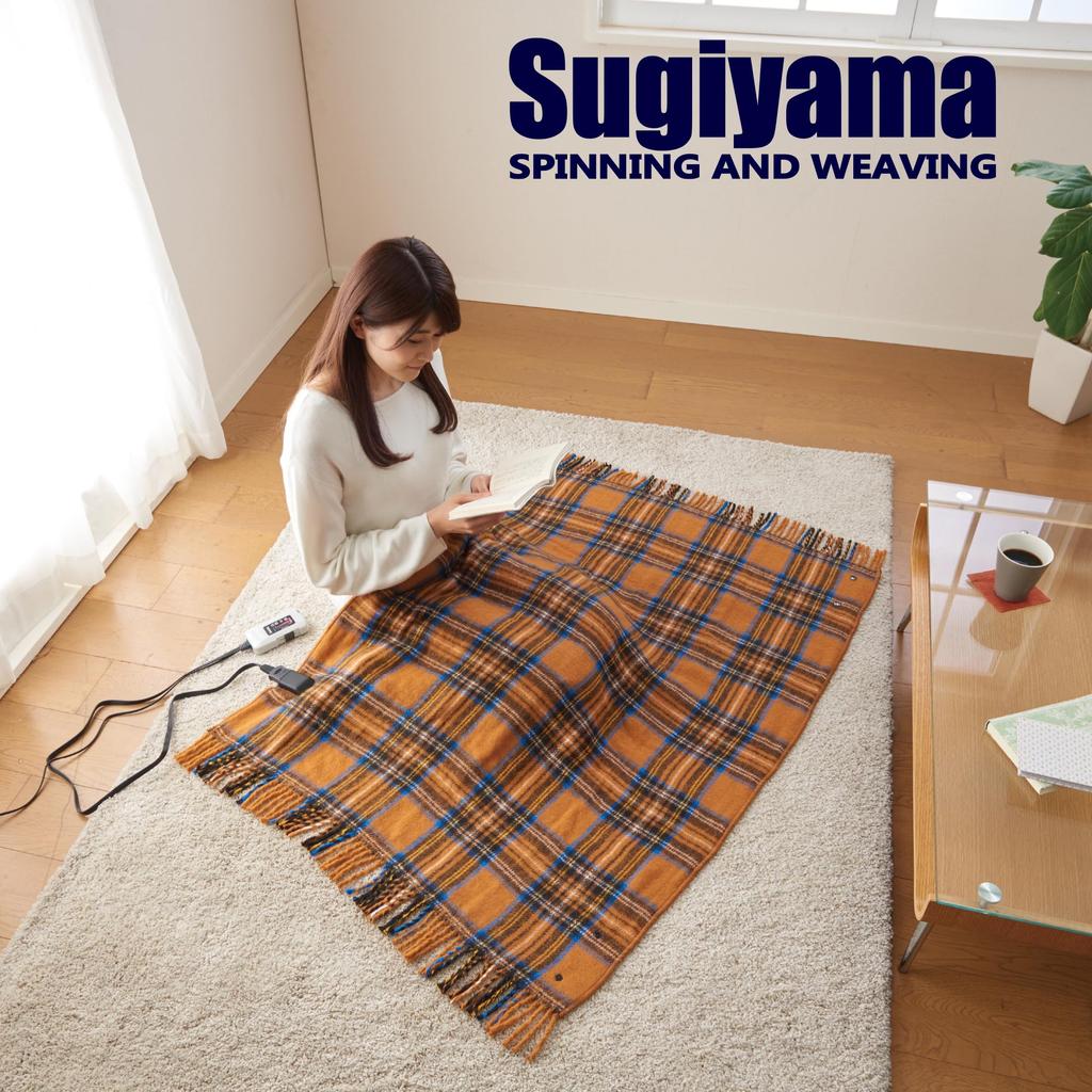 Sugiyama Washable Electric Throw Made in Regular Size x 140 Controller Holder Automatic Off Cinnamon Blanket, Japan, (82 cm), Included, 12-Hour Timer,