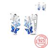 Pink Series Romantic Flower Butterfly Unicorn Tulip Geometry 925 Silver Earrings Boutique Fine Jewelry Gifts for Women