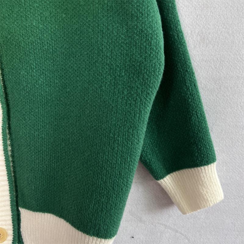 Color Blocking Cardigan V-neck Sweater Women's Loose Knitted Coat Large Size Knitwear Soft Fabric Warm Comfortable Harajuku Style Autumn Winter