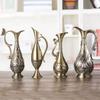 Textured Geometric Vintage Bronze Metal Vases For Living Room Table Centerpieces Display Flower Arrangements Container