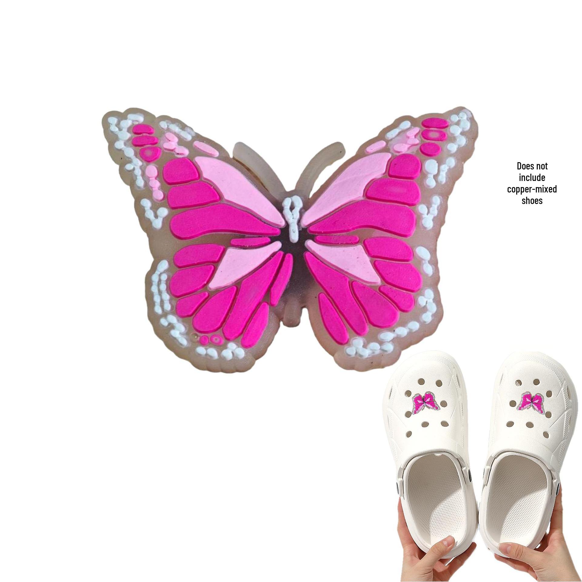 Fluorescent Butterfly PVC Shoe Buckle Decoration - Detachable DIY Shoe Accessories стиль 46