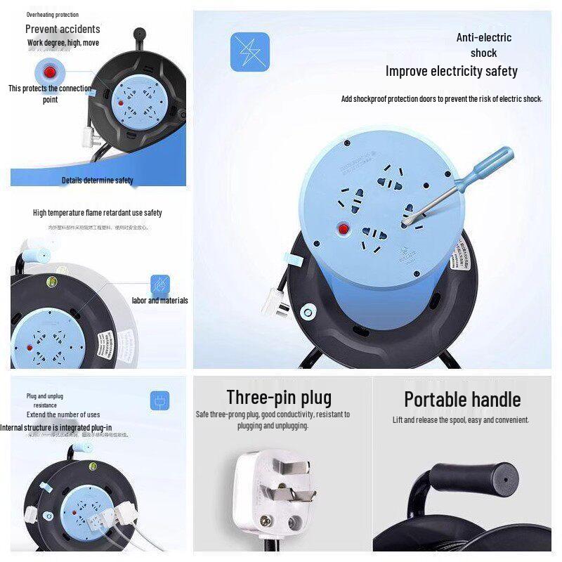 Portable Cable Reel with Overheat Protection