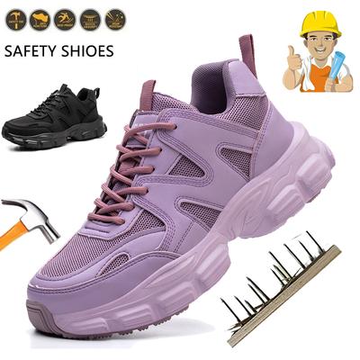 Damskie buty ochronne ze stalowymi noskami Odporne na przebicie trampki robocze Lekkie obuwie robocze Konstrukcja Anti-smash Anti-stab Kobiece ochronne obuwie robocze