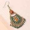 1 Pair of Women's Vintage Court Style Geometric Beaded Earrings – Gold Zinc Alloy with Orange, Green, and Black Beads, Everyday Jewelry