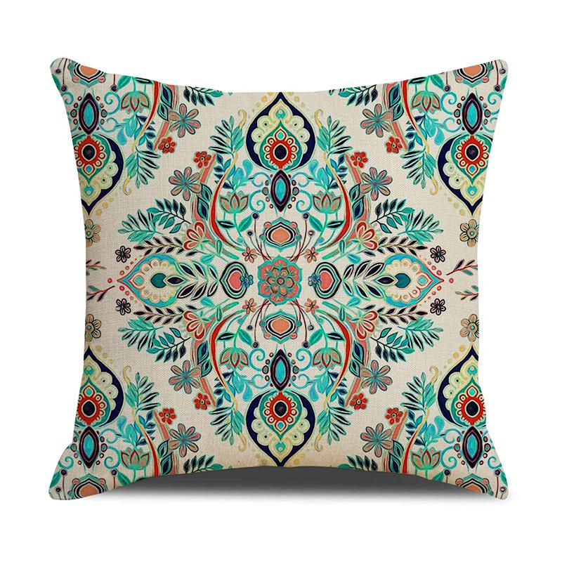Retro Pattern Printed Cushion Pillow Cover Sofa Side Sleeping Household Products Linen Cushion Geometric Pattern