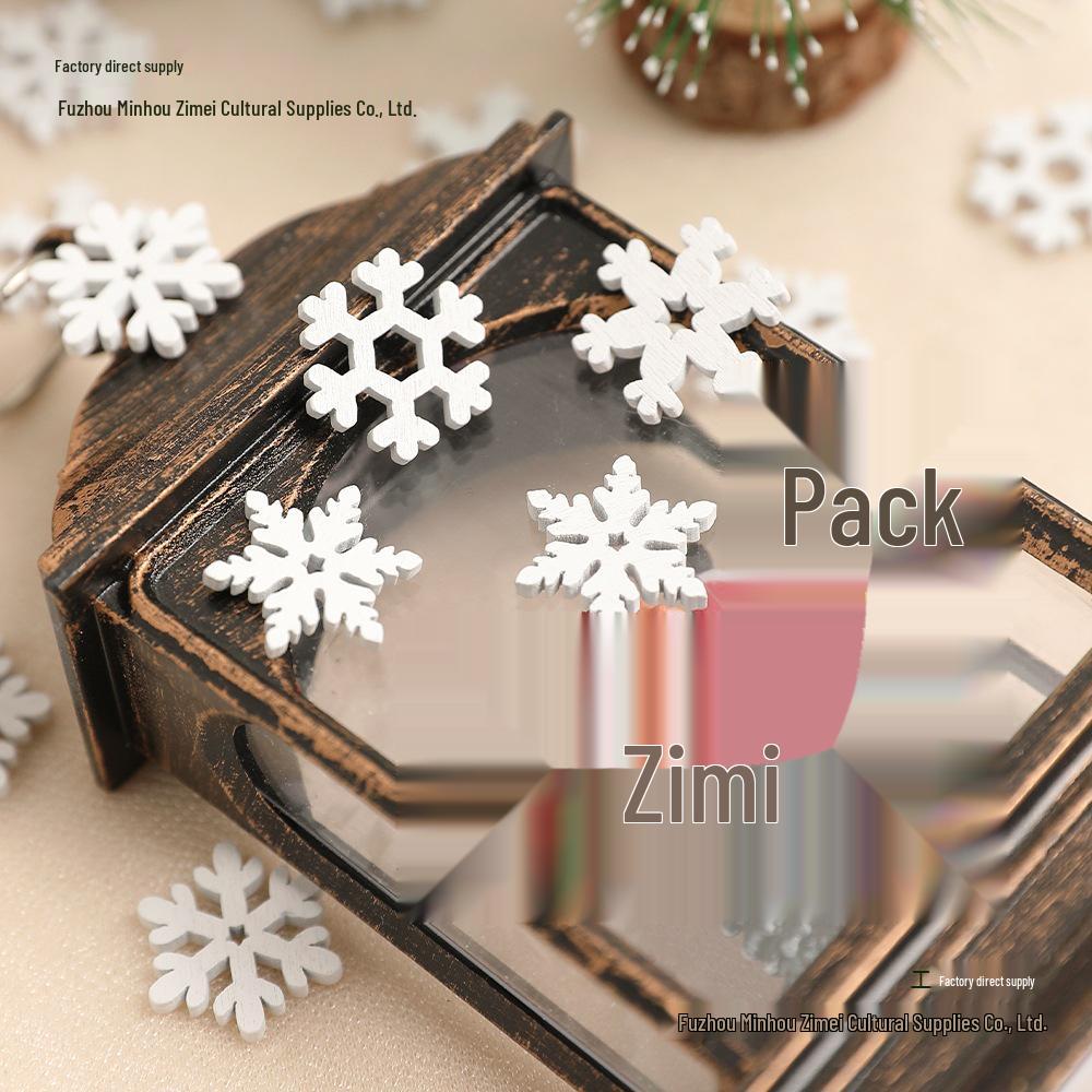 20MM Handmade White Wooden Snowflake Chips for DIY Christmas Decoration