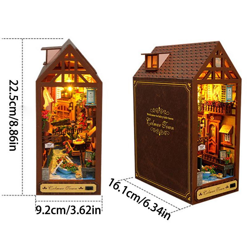 Book Nook Kit Diy Miniature House Dollhouse Kit For Adult And Teens Booknook Bookshelf Decor Alley Model Build With Led Light