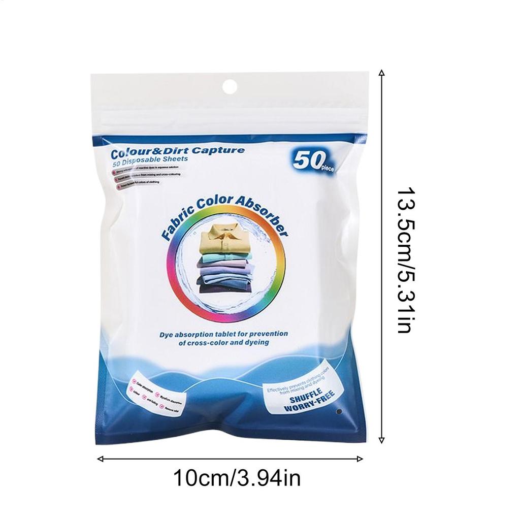 Color Catcher Sheets 50pcs Laundry Dye Trapping Sheets Color Bleeding Prevention Travel Size Dormitory Quilt Garment Fabric Care