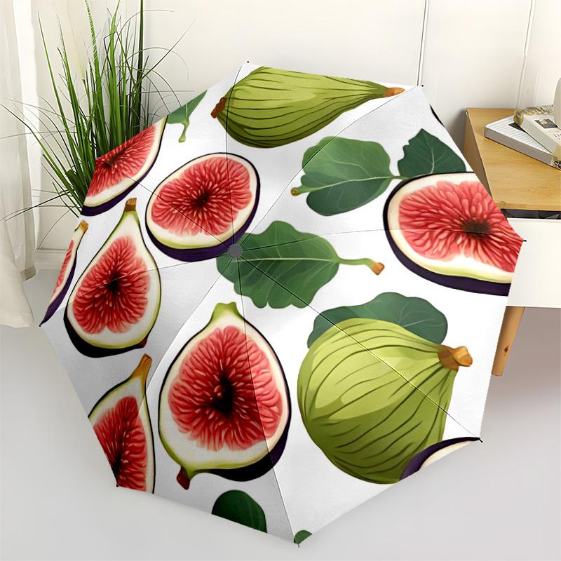 

1pc Fig Pattern Automatic Folding Umbrella, 8-Rib Iron Frame, Casual Outdoor Accessory for Birthday Festival Gifts yy251128121