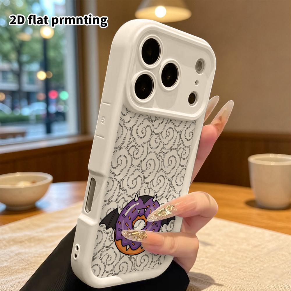 Phone Case: 2D flat design suitable for iPhone 18 17 16 15 14 13 Pro tiered protective case, demon donut, Christmas and Halloween gifts