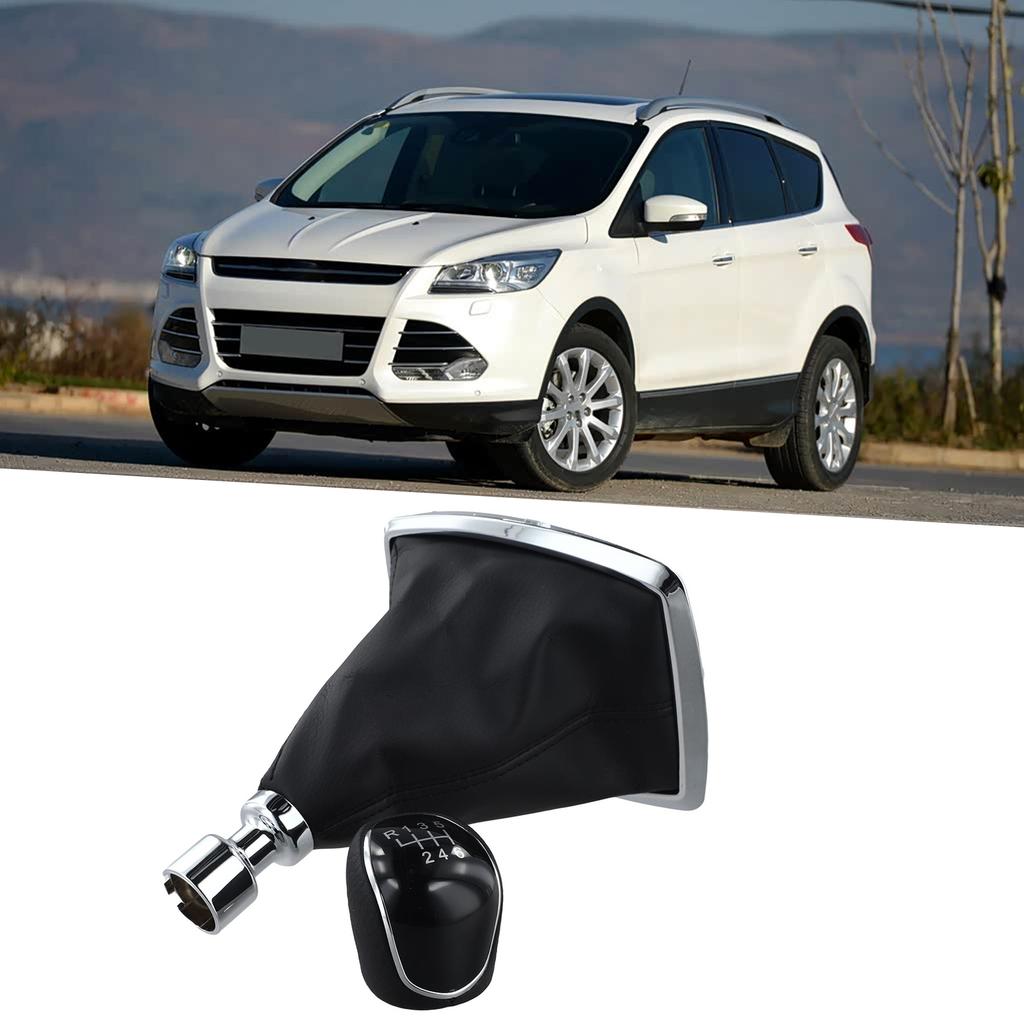 6 Speed Gear Shift Knob and Gaiter Set with Chrome Frame Compatible with For Ford For Kuga C MAX for Enhanced Look