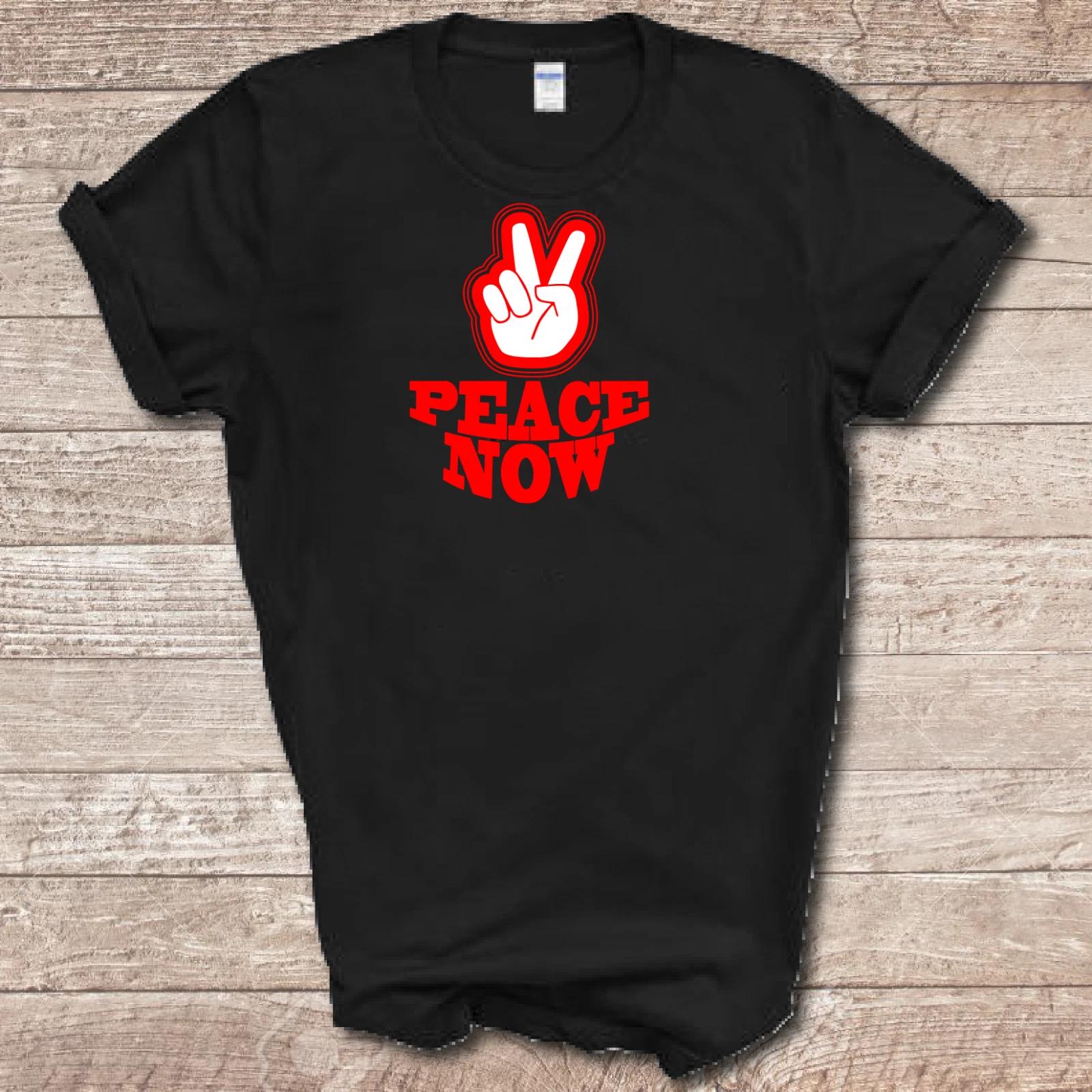 Peace Now Sign Anti-War Movement Peace Sign Hand Anti-Trump 100% Cotton Shirt S