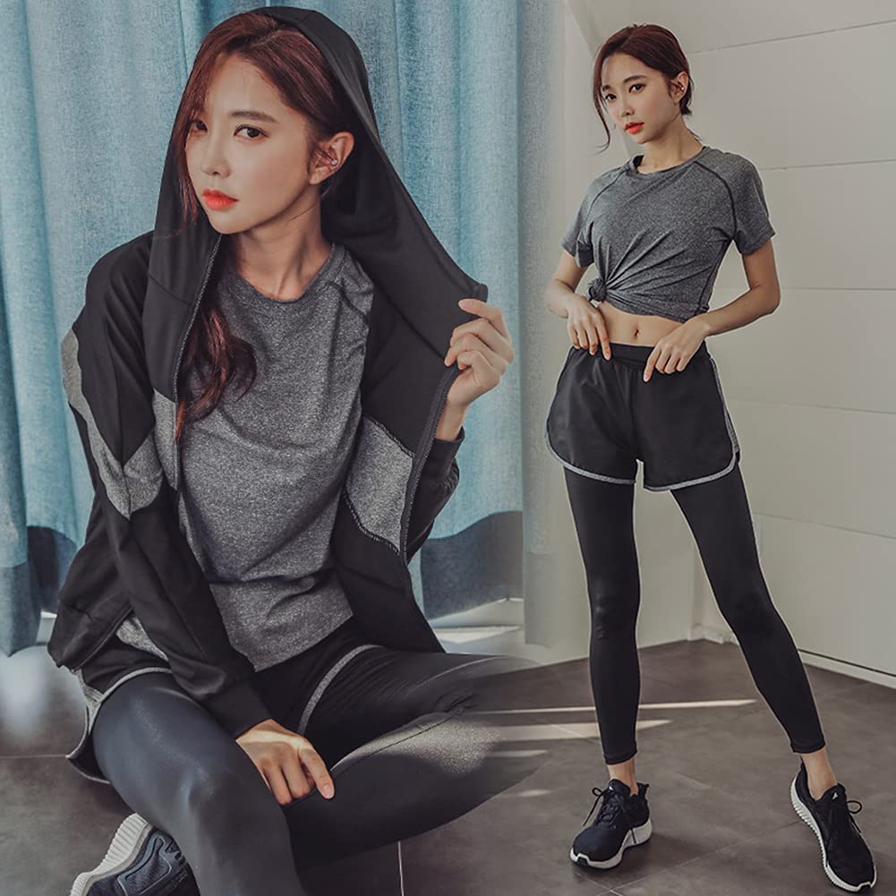 CARLIE KLOSS Yoga and Sportswear and Perfect for and the Gym Style Women's 5-Piece Suit, Sweat-Wicking, Quick-Drying, Breathable, Stretchy, Training,