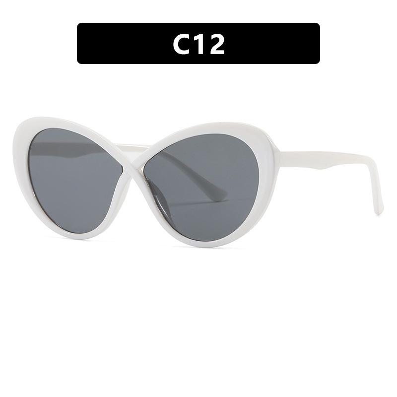 Oval Cross Glasses Frame Women'S Glasses Frame Trendy Personality Fashion Anti-Blue Flat Mirror Optics