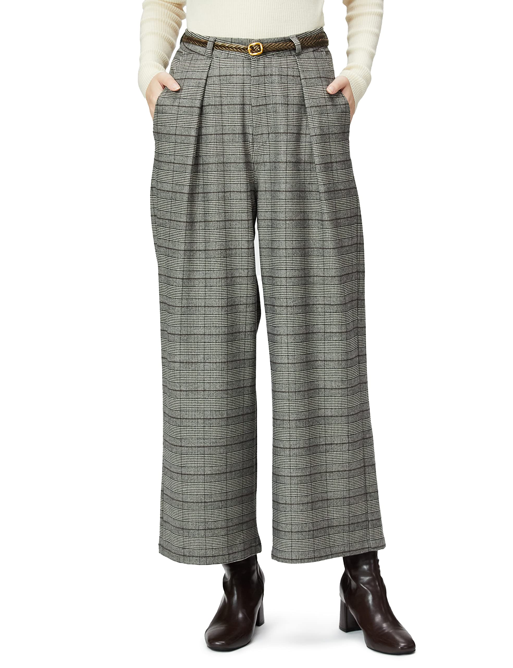 

Полосатые брюки-карго Glen Check с затяжкой, размер 2XS, женский ремень