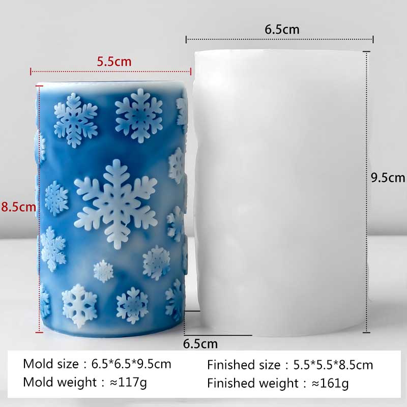 3D Relief Cylinder Christmas Snowflake Elk Silicone Candle Mold Christmas Tree Santa Aroma Plaster Mold Candle Making Supplies